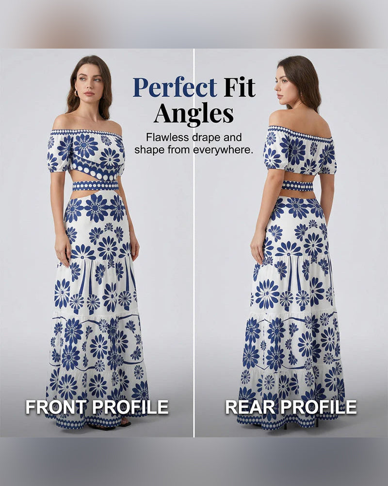 Robe Off-Shoulder Florale Découpée