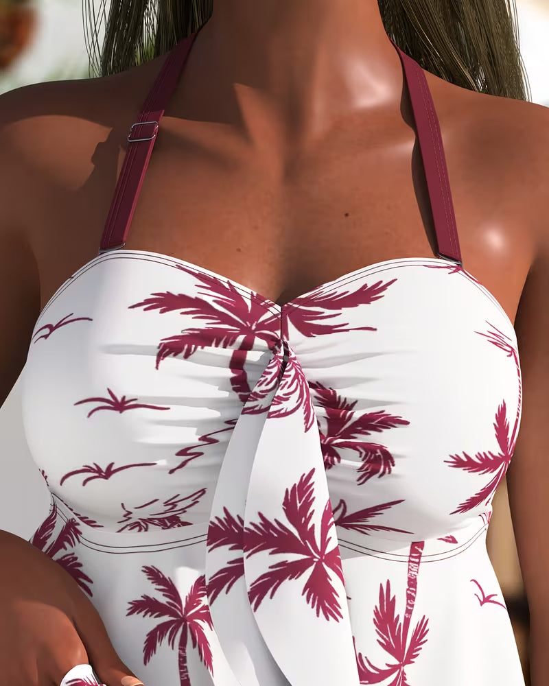 Tankini Palmier Imprimé Jupe De Bain