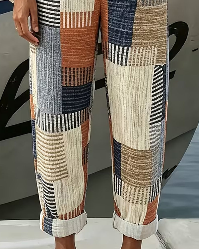 Pantalon Ligne Contraste Décontracté