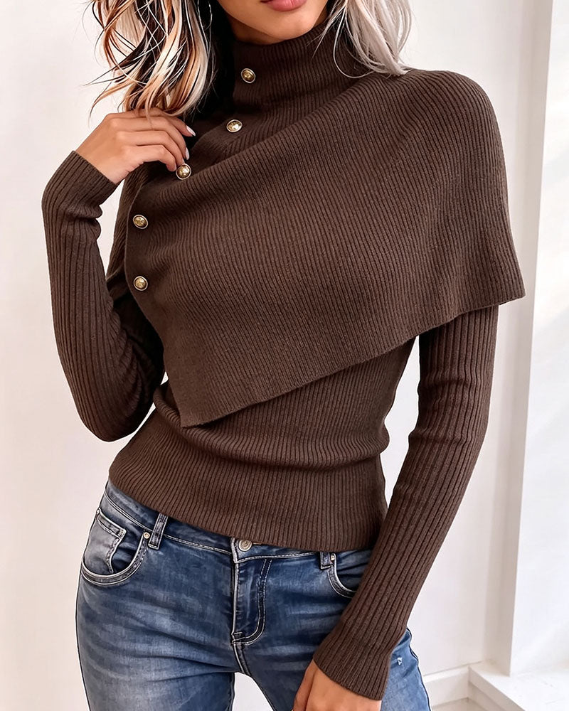 Pullover Col Châle Deux Pièces Tricoté