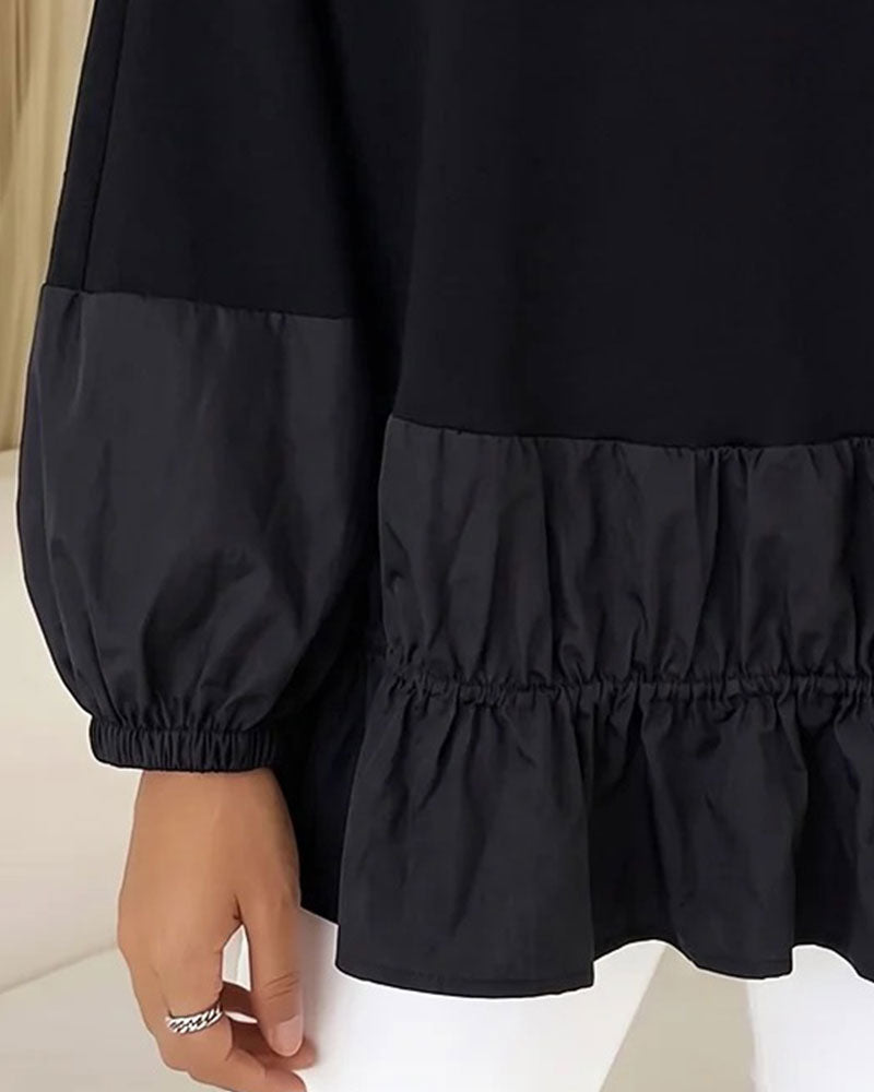 Sweat Col Rond Volant Manches Longues