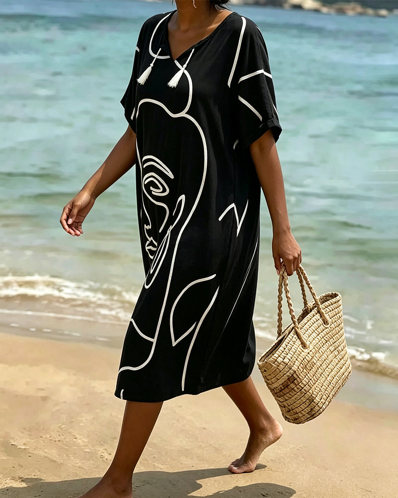Robe Col V Manche Courte Droit