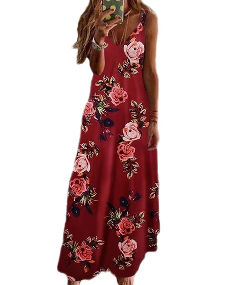 Robe Longue Imprimé Bretelle Spaghetti