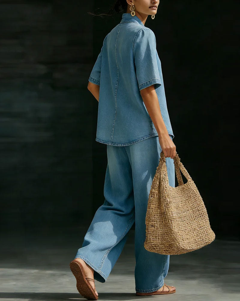 Set Lavé Denim Encolure V