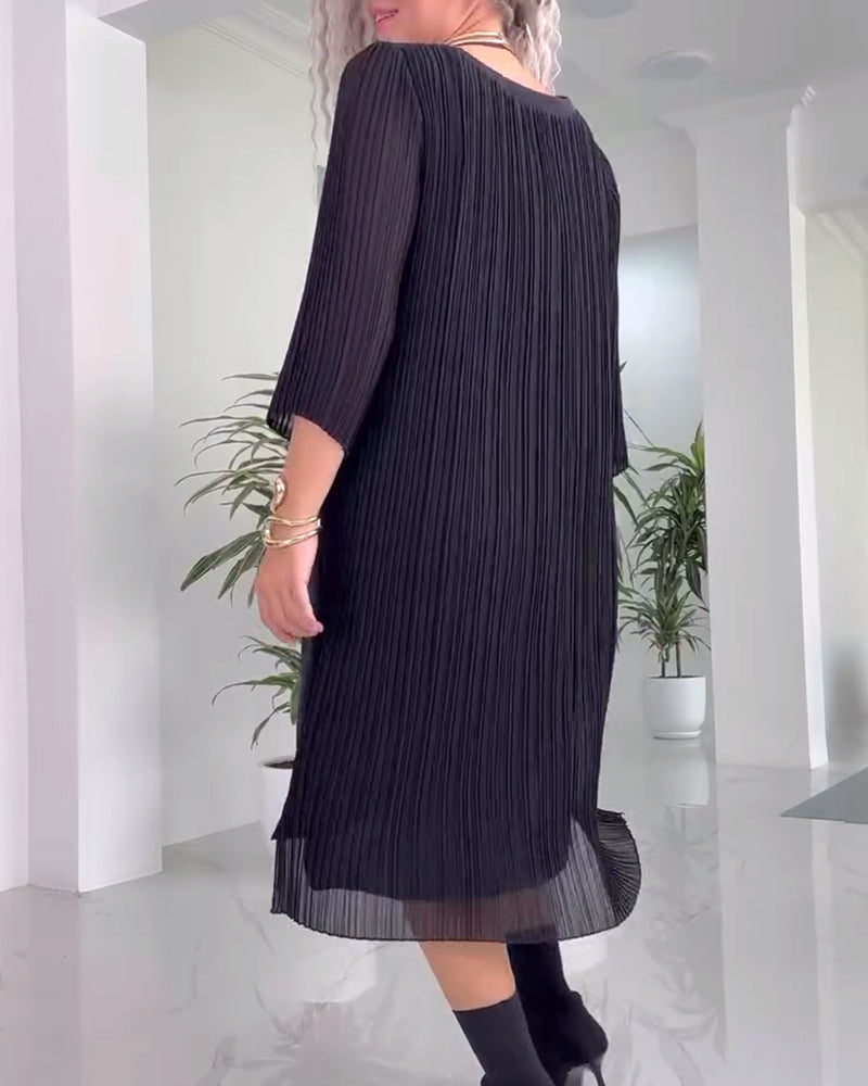 Robe décontractée fendue de couleur unie