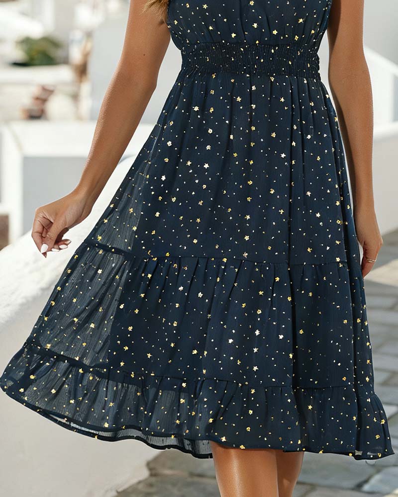 Robe Volant Sans Manches Flounce