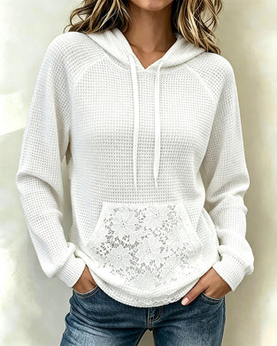 Hoodie Cordon Gaufré Décontracté