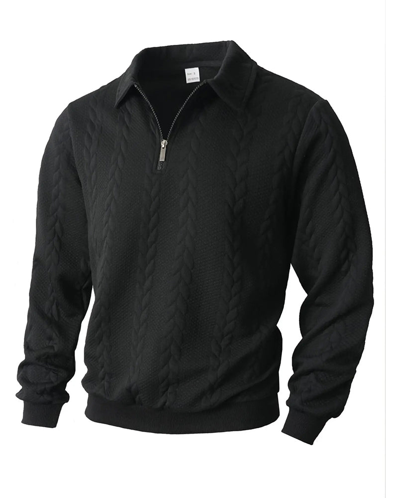 Hoodie Revers Demi Fermeture Éclair Décontracté