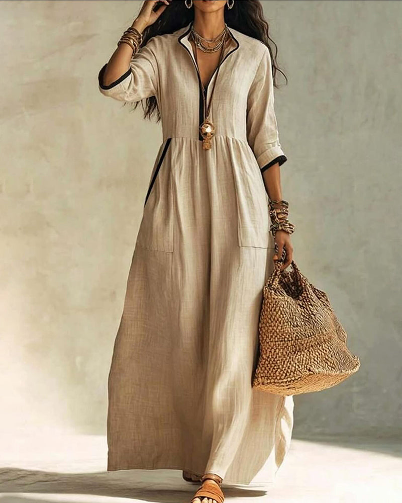 Robe Col Mandarine Décontractée