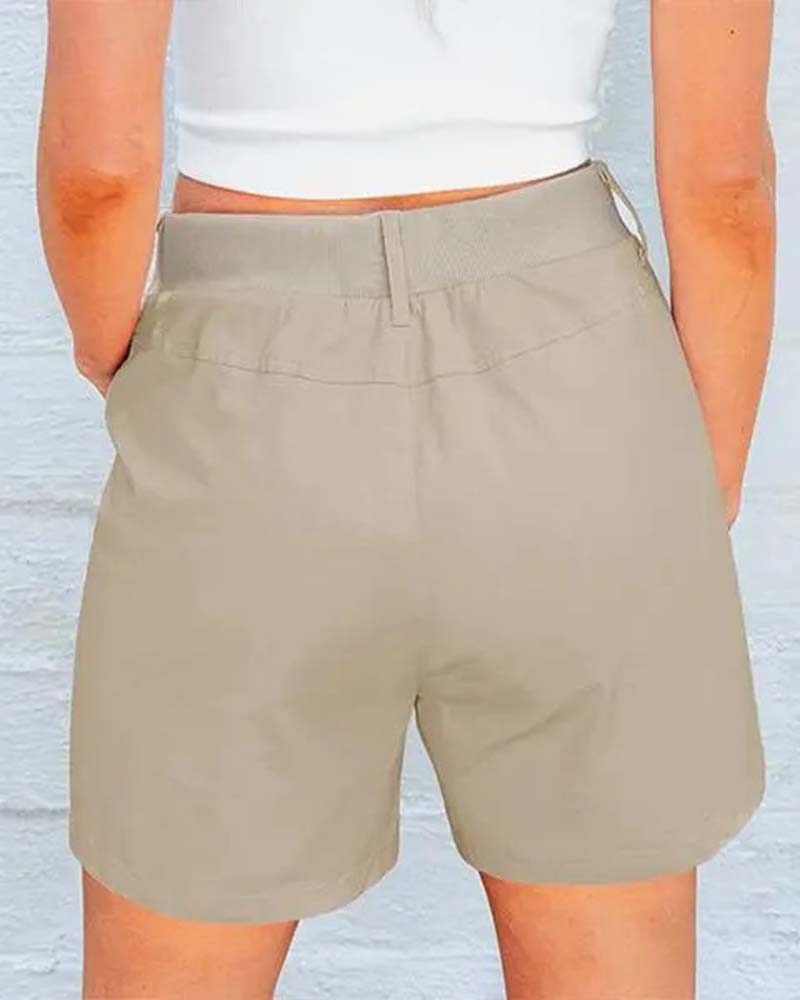 Short Avec Poche Bouton Unie