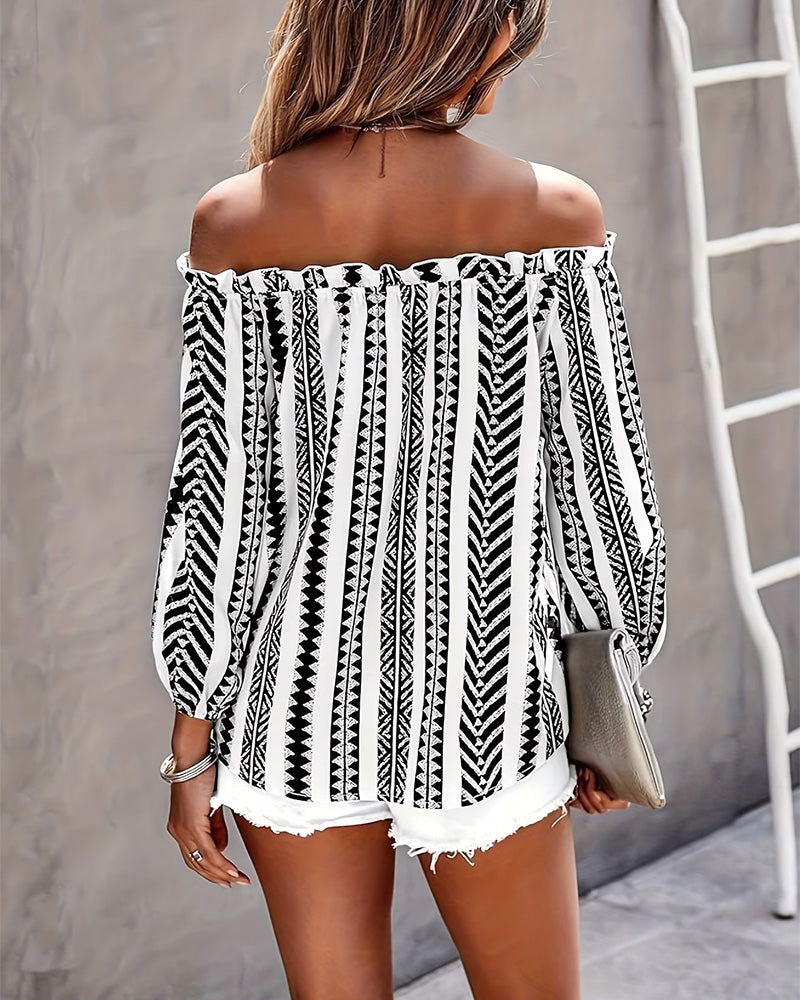 Blouse Élégant Sophistiqué Géométrique Hors Épaule