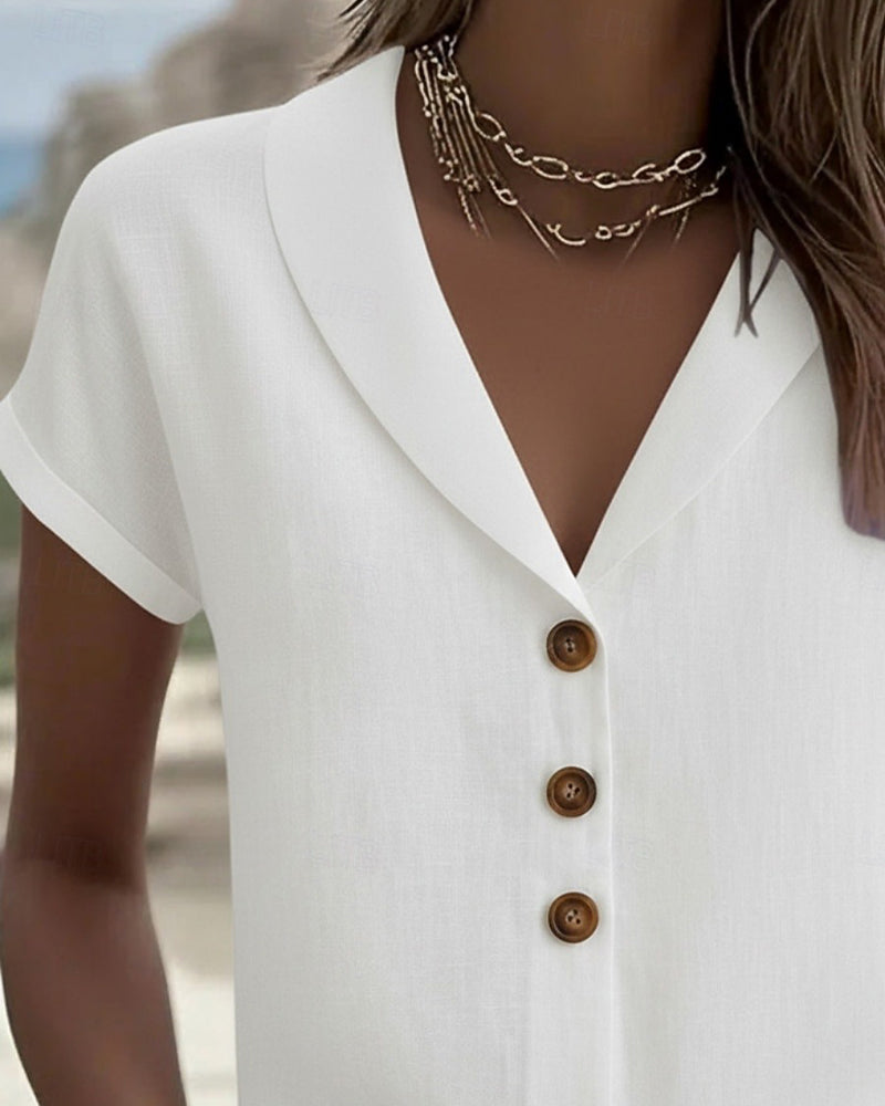 Chemise Bouton Bas Col Manche Courte