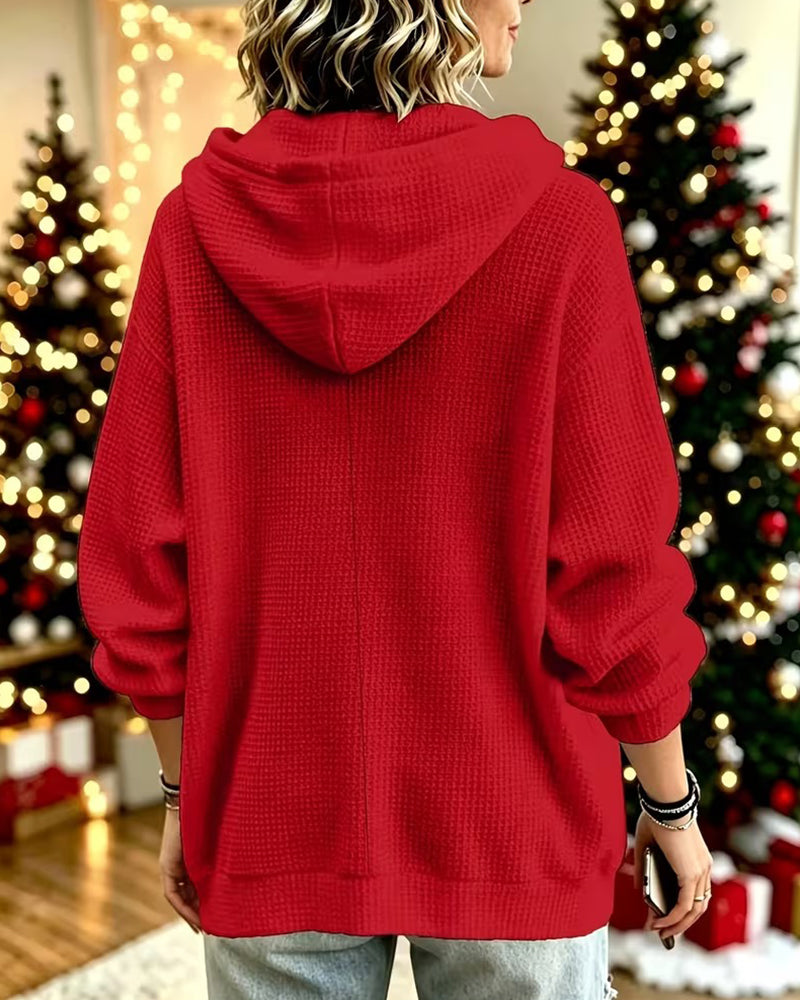 Hoodie Décontracté Bouton Unie