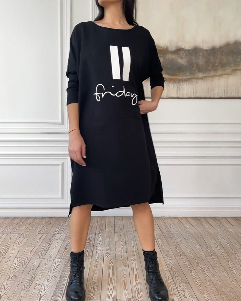 Robe simple imprimée fendue sur le côté
