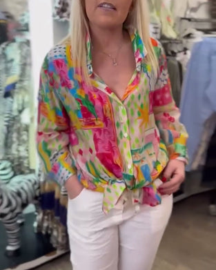 Chemise Colorée Élégante Col Revers