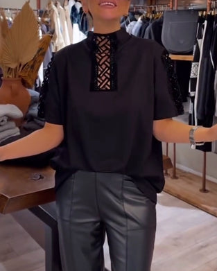 Haut À La Mode Manches Courtes Col Creux