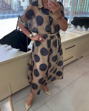 Robe Décontractée À Revers, À Pois