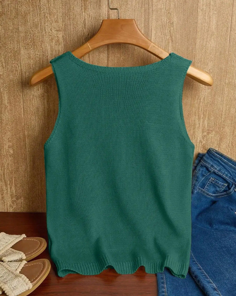 Pullover Col En V Découpe Sans Manches