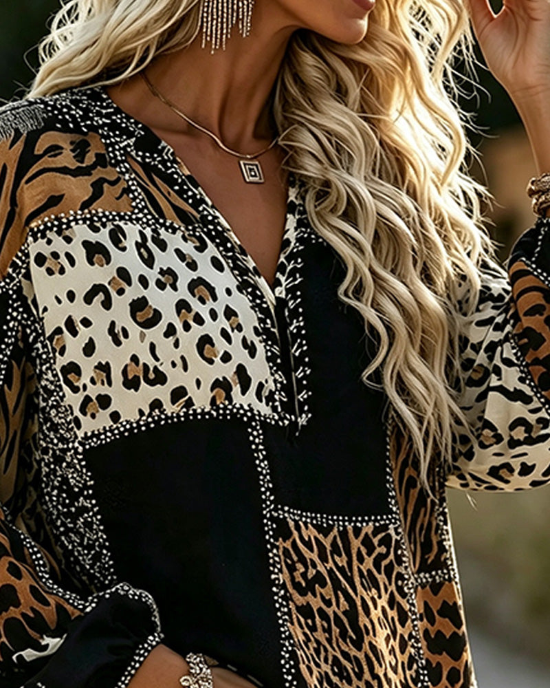 Blouse Léopard Bloc De Couleur