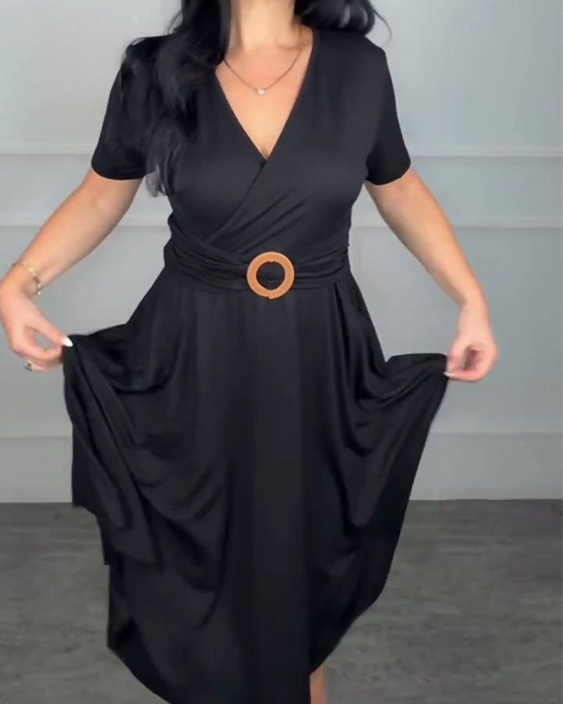 Robe Col En V Portefeuille Taille Coupe A