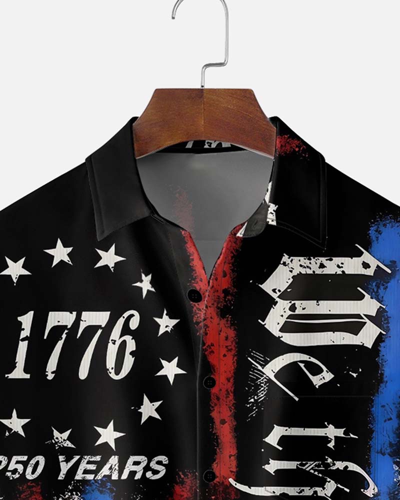 Chemise Col Étoiles Et Rayures Imprimé