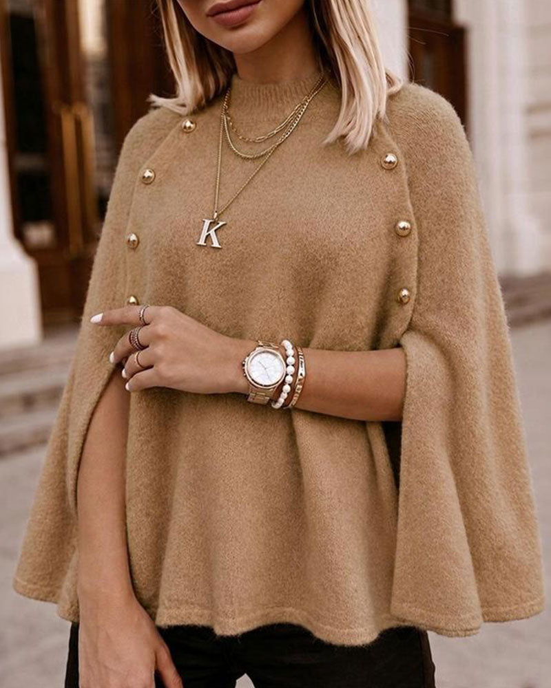 Pull Col Haut Boutonné Fente