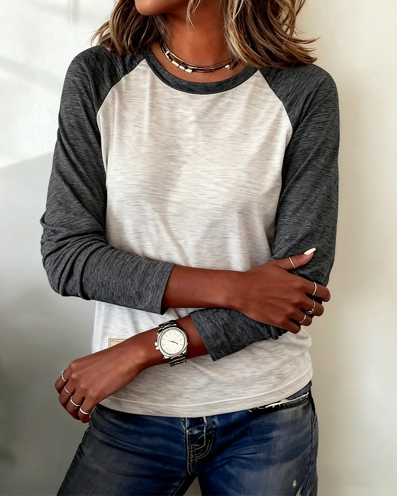 Top Manches Longues À Blocs De Couleur Manche Raglan