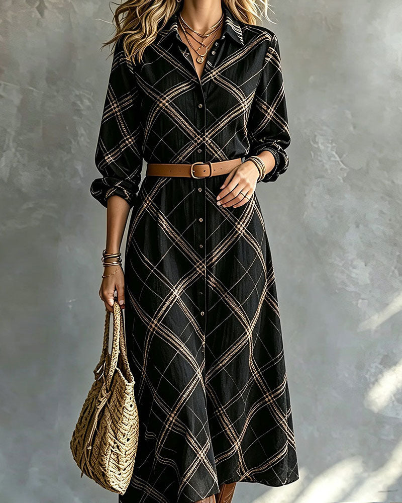 Robe Revers Bouton Ourlet A
