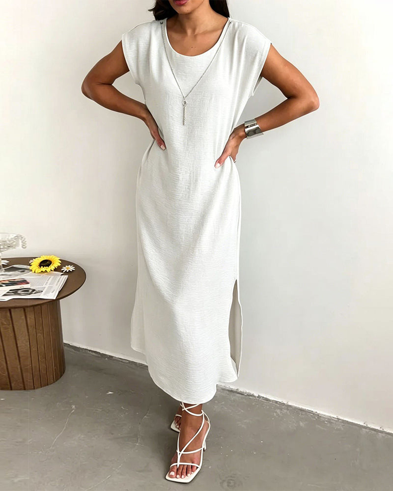 Robe Midi Longueur Fente Lâche