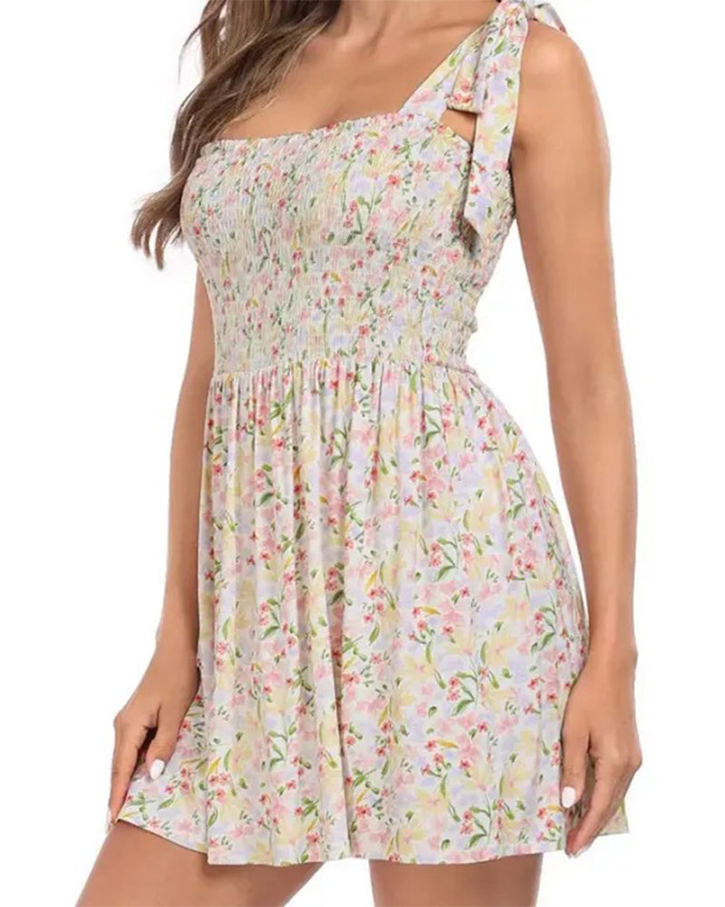 Robe Femme Florale Mini Avec Short Intégré