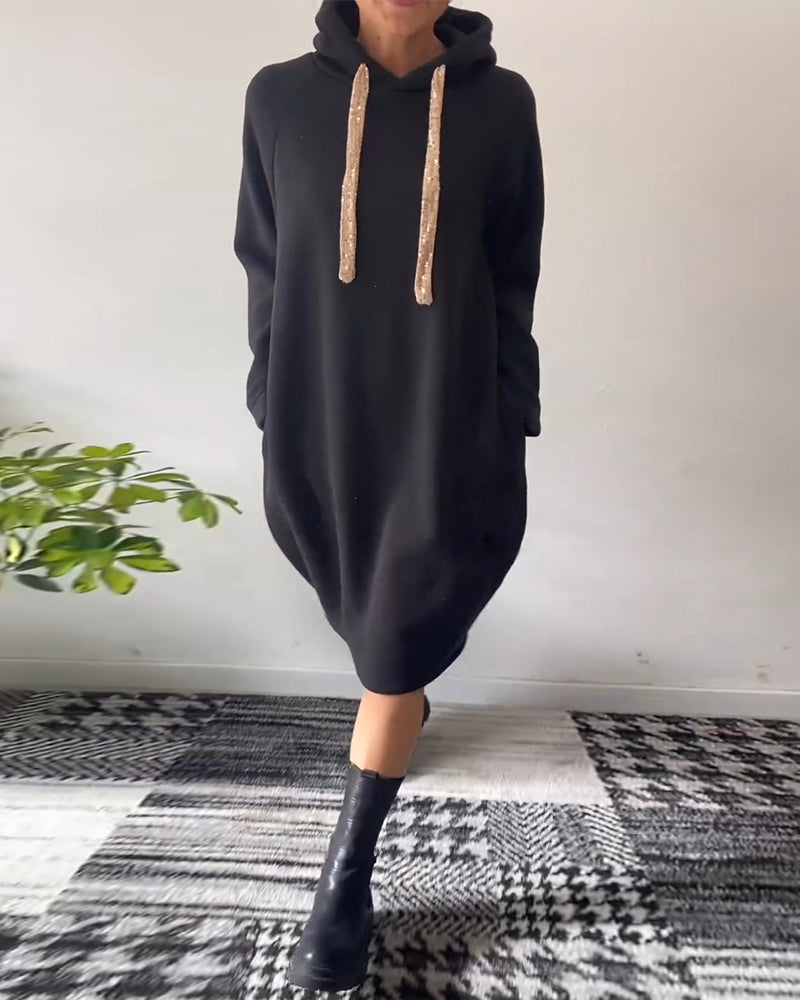 Robe à capuche décontractée de couleur unie