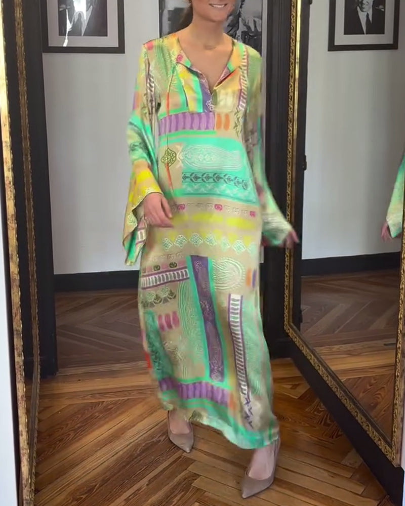 Robe À Manches Longues Avec Imprimé Nœud