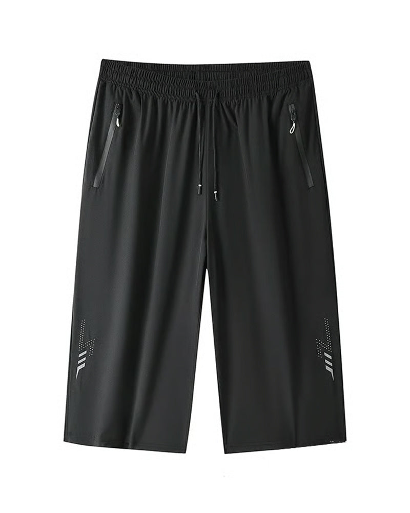 Pantalon Taille Élastique Poche Fermeture Éclair Cordon
