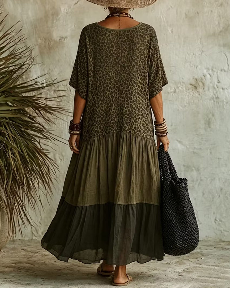 Robe Longue Décontractée À Motif Léopard