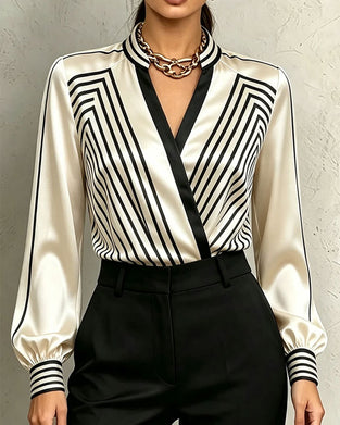Blouse Rayée Tendance Manche Longue