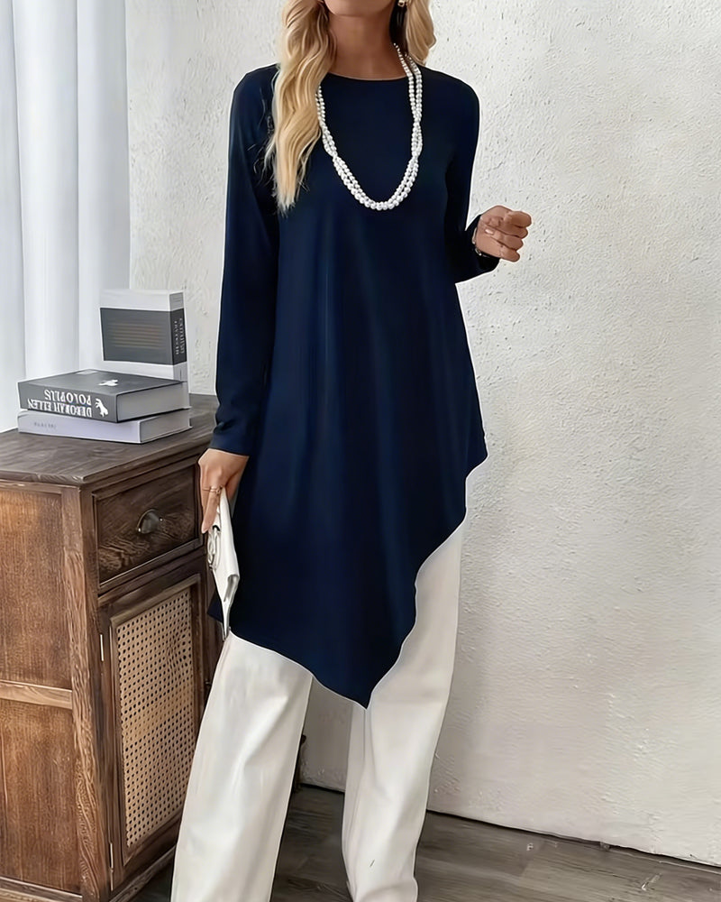 Haut Asymétrique Mi-Long Uni