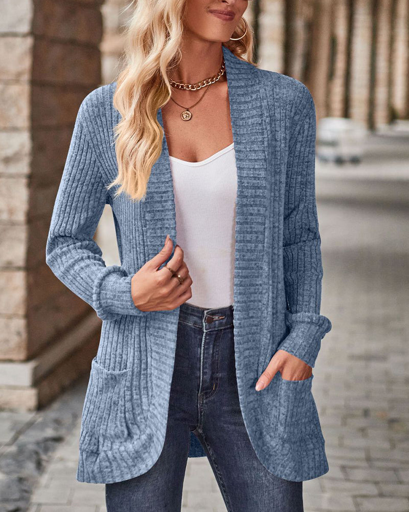 Manteau Brossé Décontracté Manche-Longue