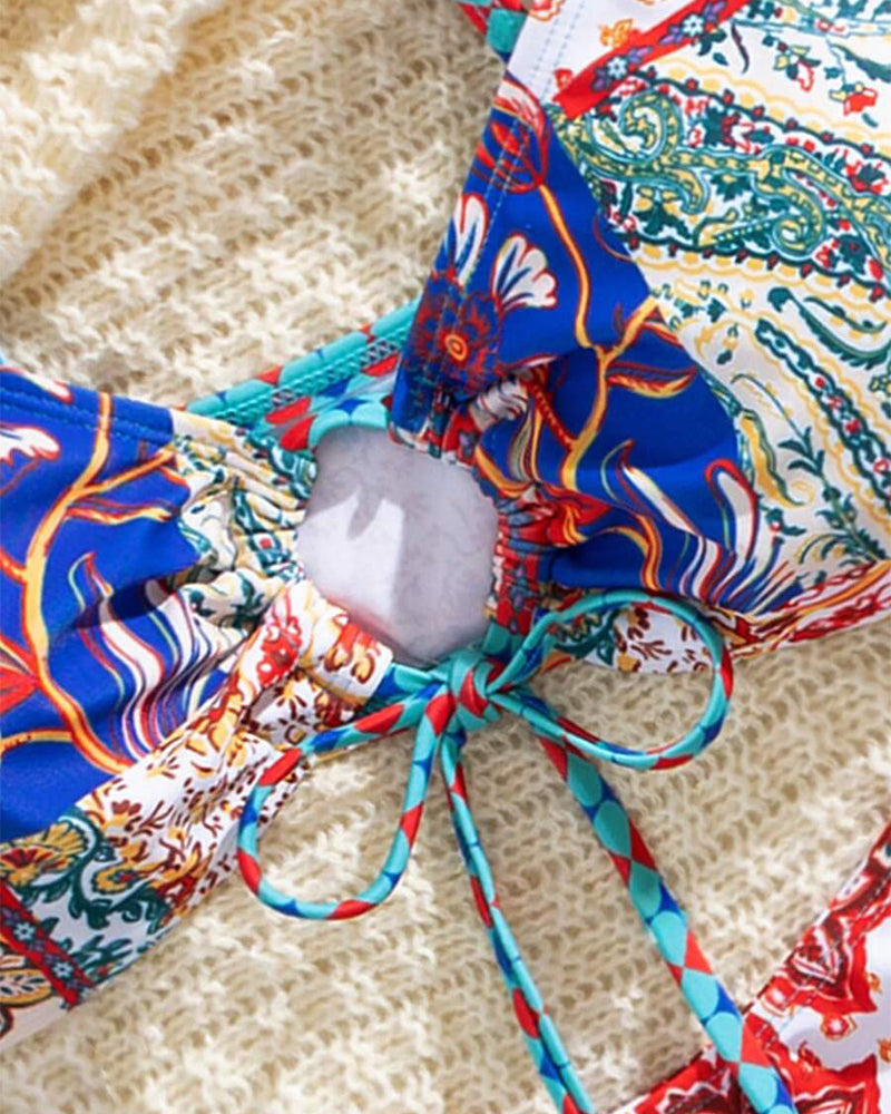 Bikini Imprimé Lacet Sexy Triangle