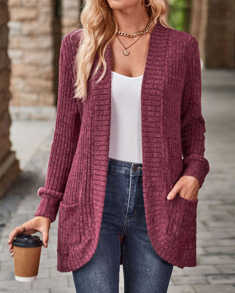 Manteau Brossé Décontracté Manche-Longue