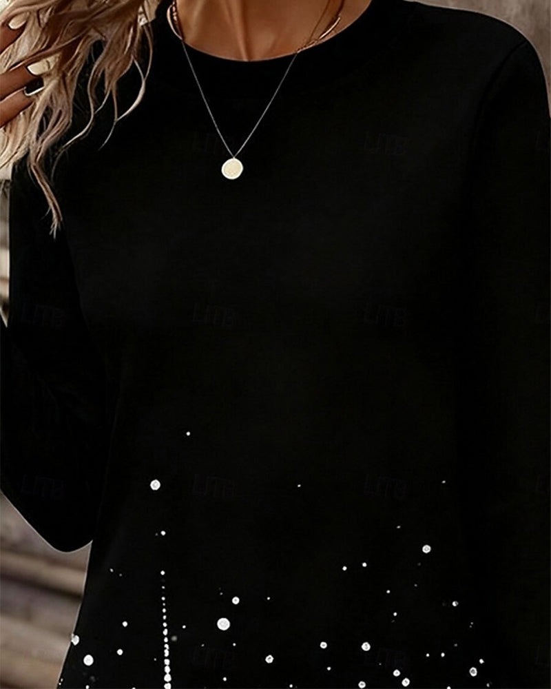 Robe à ourlet patchwork en peluche et col rond