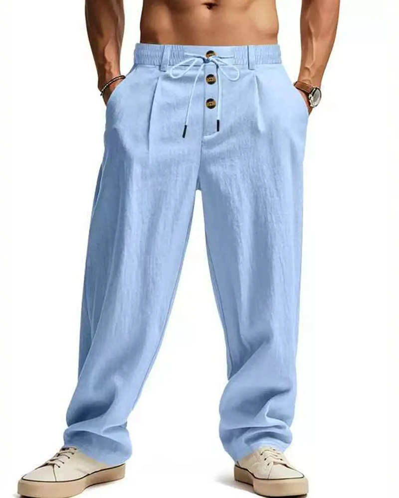 Pantalon Décontracté Uni Jambe Droite