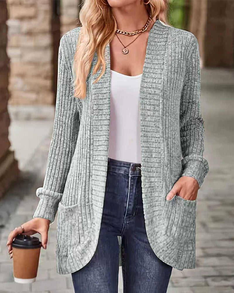 Manteau Brossé Décontracté Manche-Longue