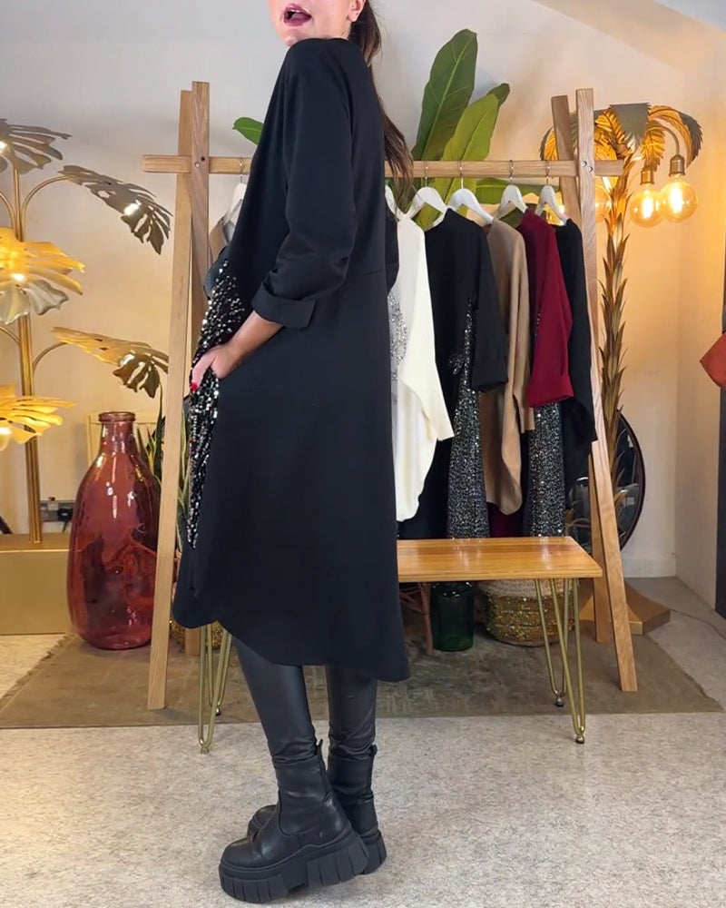 Robe À Manches Longues Ample Pailletée