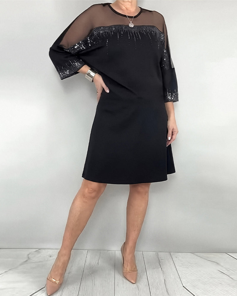 Robe À Manches Trois-Quarts Ornée De Strass