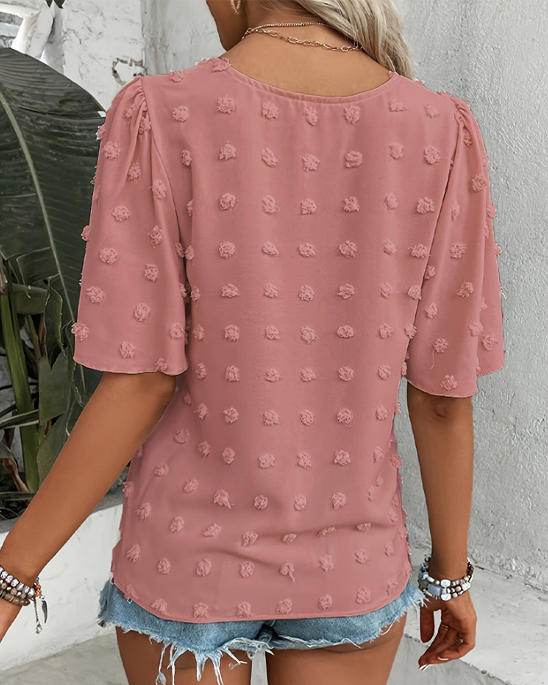 Blouse Jacquard Assemblée Manche Volant