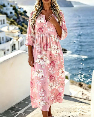 Robe Grande Fleur Loose Vacances Maxi