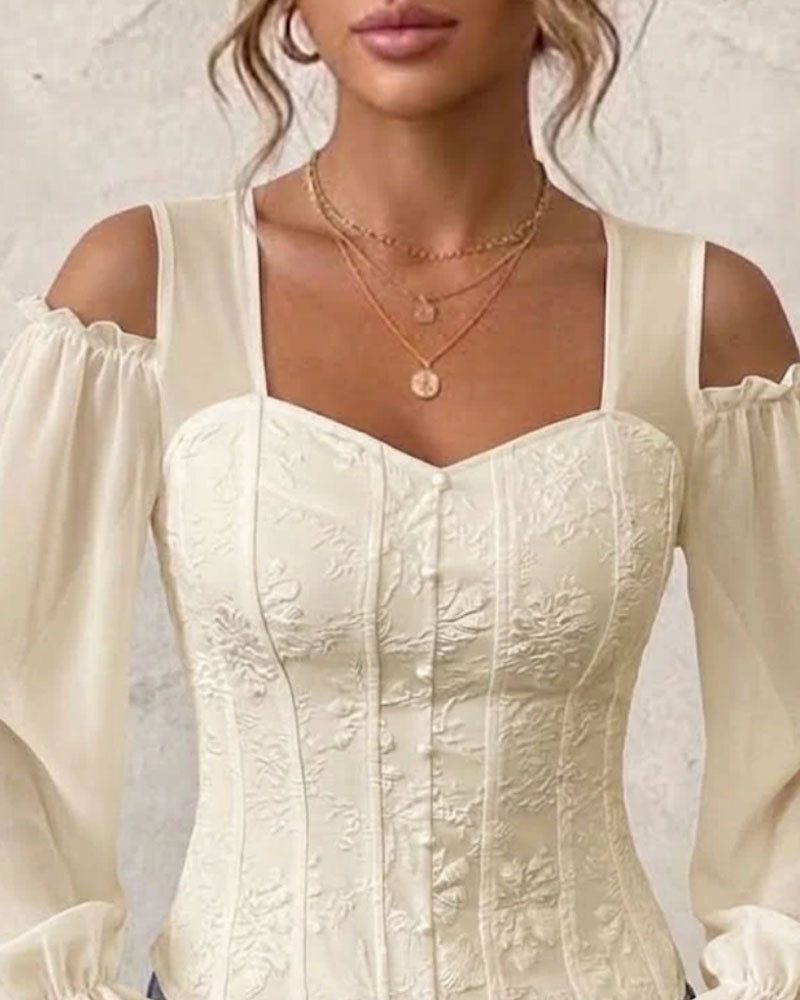 Blouse Off-Épaule Manche Longue Taille