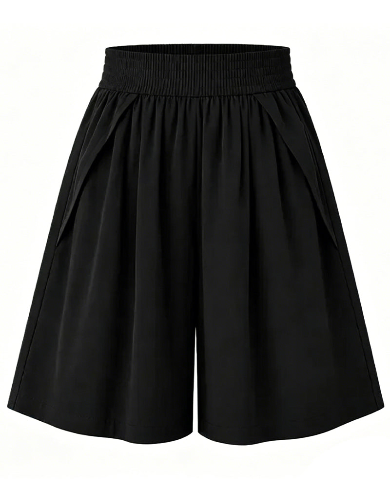 Short Taille Élastique Jambe Large