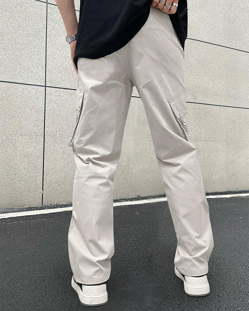 Pantalon Unie Poche Fermeture Éclair Décontracté Homme