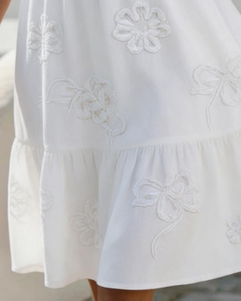 Robe Manche Bouffante Courte Floral